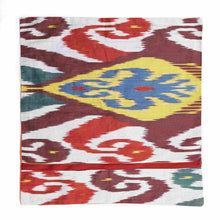 Load image into Gallery viewer, Suzani hand-embroidered cushion cover with Ikat fabric at the back