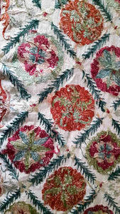 Suzani hand-embroidered silk fabric