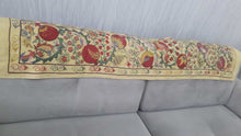 Load image into Gallery viewer, Suzani hand-embroidered fabric - yellow-green