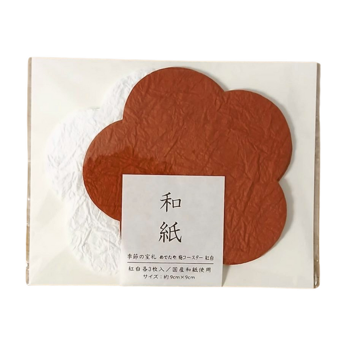 Washi coaster with Ume plum flower pattern set (6 pieces)