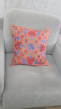 Indlæs billede til gallerivisning Suzani hand-embroidered cushion cover with Ikat fabric at the back
