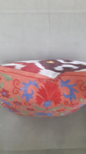 Ladda upp bild till gallerivisning, Suzani hand-embroidered cushion cover with Ikat fabric at the back