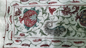 Suzani hand-embroidered fabric - beige
