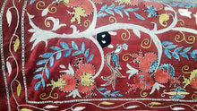 Cargar imagen en el visor de la galería, Suzani hand-embroidered silk fabric - red