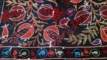 Cargar imagen en el visor de la galería, Suzani hand-embroidered silk fabric - black