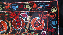 Indlæs billede til gallerivisning Suzani hand-embroidered silk fabric - black