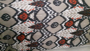 Handmade camel wool textile with prints - beige & orange color