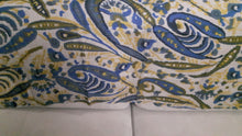 Cargar imagen en el visor de la galería, Handmade camel wool textile with prints - blue &amp; yellow