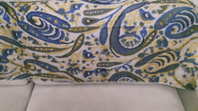 Cargar imagen en el visor de la galería, Handmade camel wool textile with prints - blue &amp; yellow
