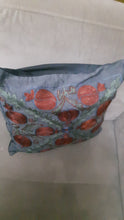 Ladda upp bild till gallerivisning, Suzani hand-embroidered cushion cover - grey with pomegranate pattern