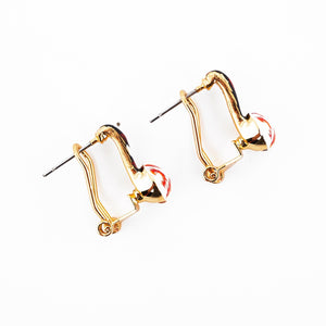 Gold earrings with traditional Ikat pattern (red, white & gold)