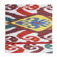 Cargar imagen en el visor de la galería, Suzani hand-embroidered cushion cover with Ikat fabric at the back