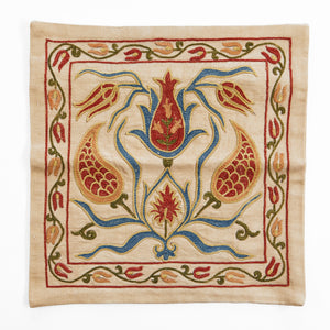 Uzbeki contemporary silk Suzani cushion cover